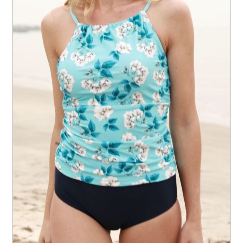 Flower Print Ruched Design Tankini Set